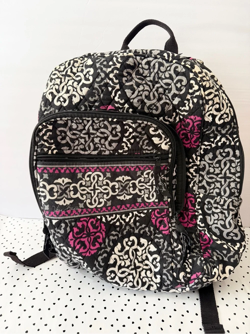 Vera Bradley Campus Backpack Canterberry Magenta Retired Quilted Laptop Bag